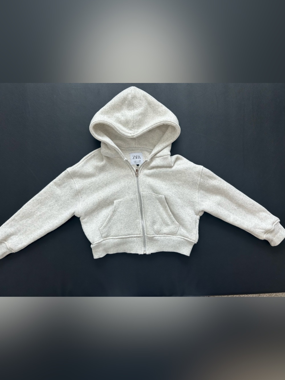 Zara Kids Light Gray Hooded Zip Sweatshirt